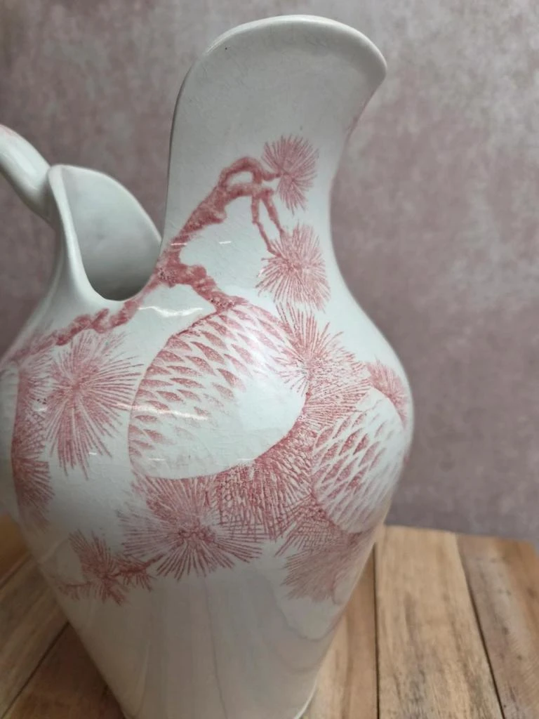 Vintage Terre de Fer Creil & Montereau Sanremo – rare pine cone decor bathroom jug – photo 2